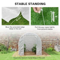 Outsunny 245 x 200cm Polytunnel Greenhouse - White(m-7)