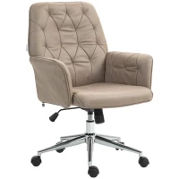 Vinsetto Microfibre Computer Chair with Armrest, Modern Swivel Chair with Adjustable Height, Khaki(m-1)
