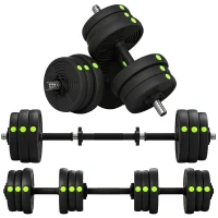 SPORTNOW Haltères 2 en 1 réglables, haltères libres avec poignées antidérapantes, 20 KG - Barres incluses(m-11)