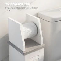 kleankin Toilet Roll Holder Cabinet, Slim Freestanding Bathroom Cabinet with Adjustable Shelf, Toilet Roll Storage Unit, White(m-6)