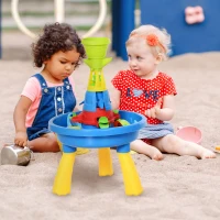 HOMCOM Playset Tavolino Acqua e Sabbia per Bambini con 21 Accessori, Set Giocattoli Tavolo Acquatico da Spiaggia ed Esterni in PP, 46x46x72 cm(m-10)