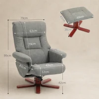 HOMCOM Faux Microfibre Leather Manual Recliner and Footstool Set - Grey(m-3)