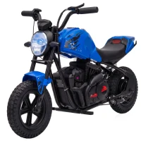 AIYAPLAY Moto da Cross Elettrica per Bambini 24V Motore 180W, 6-12 Anni, Pneumatici 30cm in Gomma, Blu(m-11)