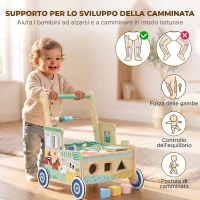 AIYAPLAY Girello per Bambini in Legno, Carrello Primi Passi con Vano Portaoggetti, per Bambini 1-3 Anni, Verde(m-5)