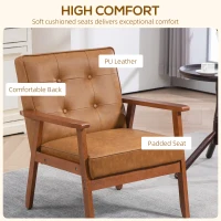 HOMCOM Retro-Style Accent Chair, with Faux Leather Seat - Brown(m-5)