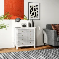 HOMCOM Elegant Chest of Five Drawers - White(m-8)