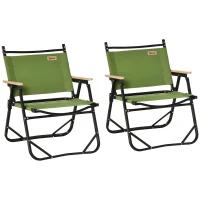 Outsunny Lot de 2 chaises de plage camping pliantes - structure en aluminium - dim. 55L x 55l x 66H cm vert(m-12)