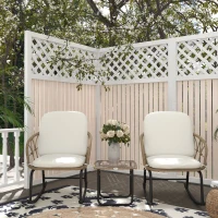Outsunny Schaukelstuhlset Schaukelstühle Bistro-Set, Bohostil, PE-Rattan, wetterbeständig, Creme(m-10)