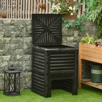 Outsunny Gartentopfkomposter 300L Komposter für Garten aus Polypropylen 48 Belüftungsöffnungen 60,5 x 60,5 x 81,5 cm schwarz(m-10)