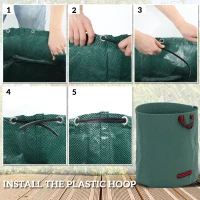 Outsunny Garden Waste Bags, 272L x 3 Heavy Duty Garden Bags, Foldable and Reusable Waste Sacks with Handles for Loading Leaf, Trash, Debris, Green(m-6)