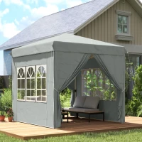 Outsunny Gazebo da Giardino Pop Up con 2 Finestre e Gambe Regolabili, in Metallo e tessuto Oxford, 248x248x270 cm, Grigio(m-6)