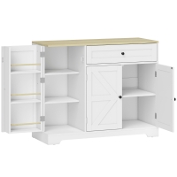 HOMCOM Sideboard, Landhausstil Küchenschrank mit Schiebetüren, 1 Schublade, 2 verstellbaren Einlegeböden, Türregalen