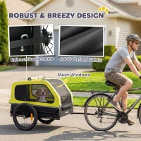 PawHut Dog Bike Trailer with Flip-Down Ramp Tailgate, Quick Release Frame, Universal Bicycle Coupler, Reflectors, Yellow(m-9)