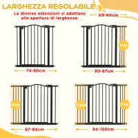 PawHut Cancelletto per Cani Estensibile con 4 Viti Regolabili, in Metallo e Plastica, 74-100x78 cm, Nero(m-6)