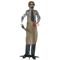 HOMCOM Halloweendeko, Kettensägenmörder, beweglich, Motorsägensound, Schaltautomatik, 1,70 m(m-1)
