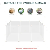 PawHut Pet Playpen DIY Small Animal Cage Open Enclosure Portable Plastic Fence 12 Panels for Hedgehog Guinea Pig White(m-12)
