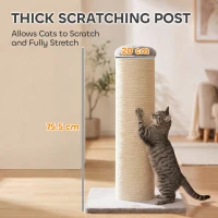PawHut Cat Scratching Post, 76cm Tall Scratch Post for Indoor Kittens, Cat Scratcher with Stable Base(m-4)