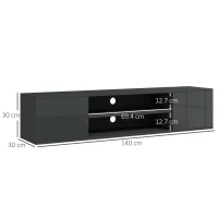 HOMCOM Floating TV Stand Cabinet for TVs up to 60", Wall Mounted TV Unit with Open Shelf, Storage Cupboards and Cable Management for Living Room, Grey(m-3)