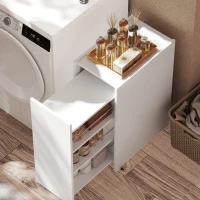 HOMCOM Meuble de salle de bain compact et étroit avec tiroir sur roulettes, 3 compartiments, 47 x 30 x 66,5 cm, blanc(m-9)
