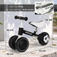 AIYAPLAY Balance Bike for Kids 1-2 Years, Toddler Bike with Adjustable Seat and Lighting Rear Wheels for Boys and Girls, Black(m-3)