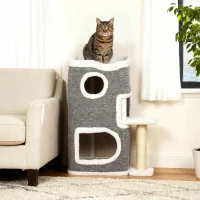 PawHut 75 cm Cat Tree, Cat Tower Condo for Indoor Cats with Scratching Post, Jumping Platform, Grey(m-10)