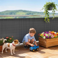 Outsunny 2Pcs Plastic Privacy Screening Fence, 1m x 5 m Waterproof Windbreak Fence, Dark Grey(m-10)