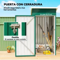 Outsunny Caseta de Jardín Exterior Metálico 0,74 m² 107,5x91x185 cm con Techo Inclinado Puerta con Cerradura Ventilaciones Verde(m-7)