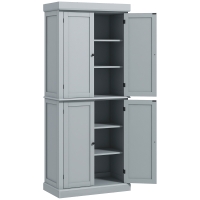 HOMCOM Armoire de cuisine buffet cuisine style moderne avec placards, étagères réglables, 76 x 40,5 x 184 cm, gris