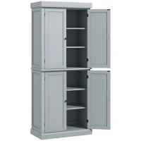 HOMCOM Armoire de cuisine buffet cuisine style moderne avec placards, étagères réglables, 76 x 40,5 x 184 cm, gris(m-1)