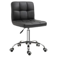 Vinsetto Chaise de bureau design contemporain pivotante 360° ergonomique hauteur réglable dossier assise capitonnés revêtement synthétique 52,5 x 54 x 93 cm noir(m-12)