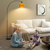 HOMCOM Floor Lamp for Living Room, Modern Standing Lamp with Shade & Foot Switch for Bedroom, Office, Black(m-9)