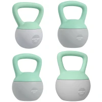 SPORTNOW 4kg/6kg/8kg/10kg Soft Kettlebell, Kettle Bell with Non-Slip Handle, for Home Gym, Strength Training, Cardio - Grey and Green(m-11)