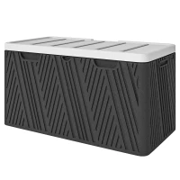 Outsunny Panca Contenitore 380L in HDPE con 2 Maniglie Laterali e Leva a Gas, 115x60x60 cm, Nero e Grigio(m-10)