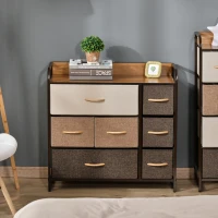 HOMCOM Cómoda com 7 Gavetas de Tecido Dobráveis Móvel Organizador com Estrutura Metálica e Antitombo 80x29x78,5 cm Multicolor(m-7)