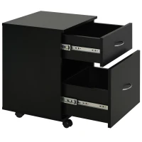 HOMCOM Cassettiera Ufficio e Casa 2 Cassetti e Ruote con Freno in Legno Nero(m-7)