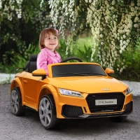 HOMCOM Kids Licensed Audi TT RS Ride-On Car 12V Battery w/ Remote Suspension Headlights and MP3 Player 3km/h Yellow(m-2)
