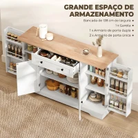 HOMCOM Aparador de Cozinha com Gaveta, Prateleiras nas Portas Prateleiras Ajustáveis Bar de Café 138x40x83,5 cm Branco(m-5)
