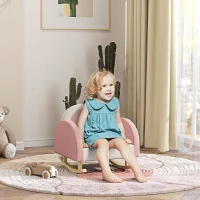 AIYAPLAY Kindersessel Schaukelstuhl, Kronen-Dekoration, Regenbogenmuster, Samt, Holz, 50x47x49 cm, Rosa(m-2)