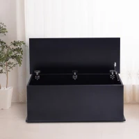 HOMCOM Coffre de rangement coffre à jouets grande capacité de rangement charnière verrouillée  en bois 100 x 40 x 40 cm noir(m-2)