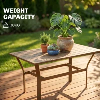 Outsunny Metal Garden Coffee Table, Rectangular Outdoor Side Table with Slatted Tabletop, Foot Pads for Outside, Garden, Balcony, Porch, 91.5 x 55 x 45cm, Brown(m-6)