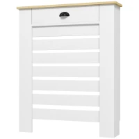HOMCOM Couvercle de radiateur cache radiateur grille à lattes horizontales avec 2 tiroirs en bois 78l x 19P x 95,5H cm blanc(m-12)