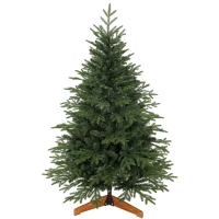 HOMCOM 150cm Artificial Christmas Tree Full Hinged Xmas Tree Solid Pine Wood Stand, Green(m-15)