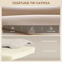 HOMCOM, Canapea Extensibilă 3 în 1, Cu Spătar Reglabil, Material tip catifea, 102x73x81 cm, Bej(m-6)
