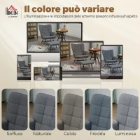 HOMCOM Sedia a Dondolo con Pouf in Tessuto Effetto Lino e Legno con Cuscino, Braccioli, Capacità 130 kg, Grigio(m-7)