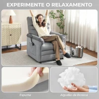 HOMCOM Poltrona Relax com Aquecimento Lombar e Massagem por Vibração Reclinável Função de Memória  82x99x106 cm Cinzento(m-8)