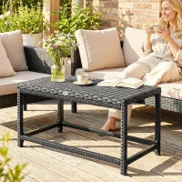 Outsunny Outdoor Coffee Table Side Table with Rectangular Shape Frame for Patio, Balcony, Black(m-10)