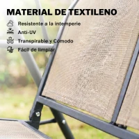 Outsunny Columpio de Jardín Exterior de 3 Plazas con Toldo Reclinable Respaldo Transpirable Marco de Acero 175x118x159 cm Beige(m-7)