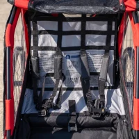 AIYAPLAY Remorque vélo enfant 2 en 1, poussette vélo bébé 2 places, guidon réglable, frein à main, ceinture de sécurité, rouge(m-11)
