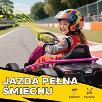 HOMCOM 24 V Elektryczny gokart dla dzieci do 13 km/h Gokart z funkcją driftu, drift-kart z 2 silnikami dla 8–12 lat Różowy(m-8)