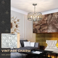 HOMCOM 51 Crystallite Four-Bulb Chandelier - Silver-Tone(m-4)